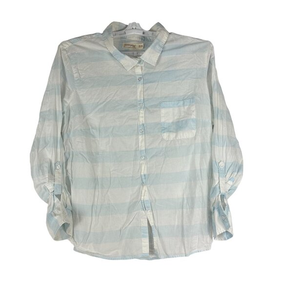 Faded Glory Women's XXL 20 Blue Fair Button Up Shirt Long Sleeve - Picture 1 of 5